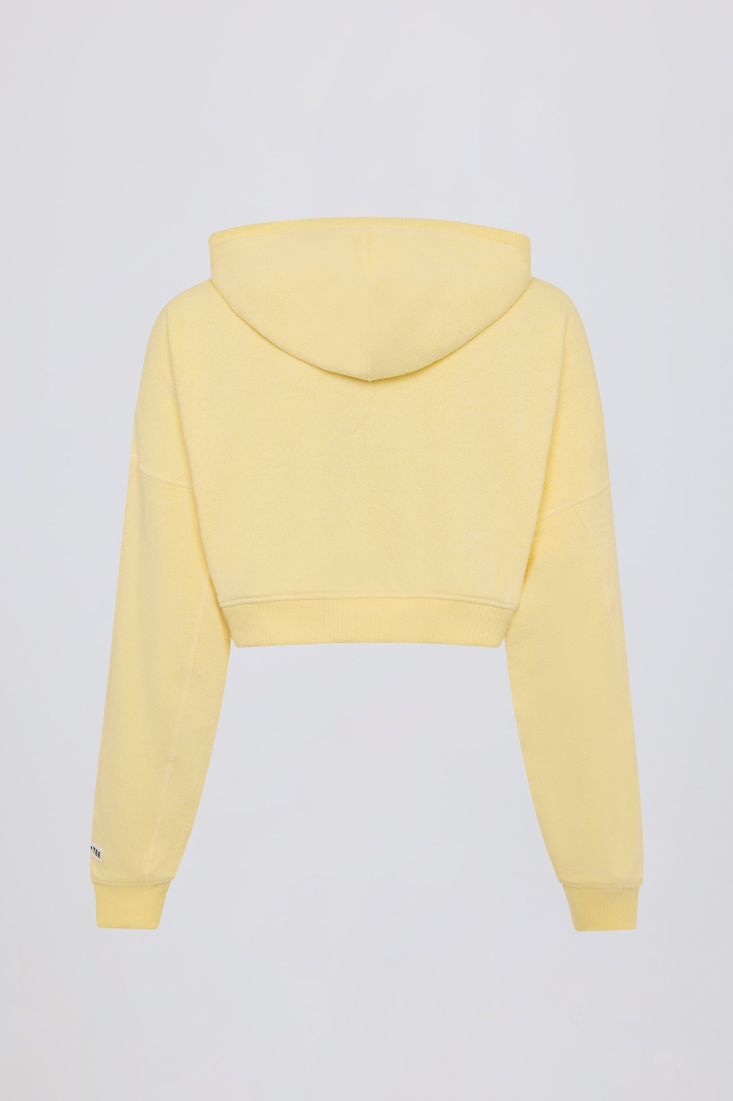 Terry Cotton Zip-Up Cropped Hoodie in Lemon