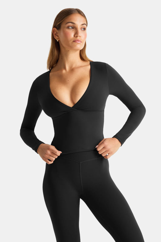 DayFlex V Neck Top - Shadow Black
