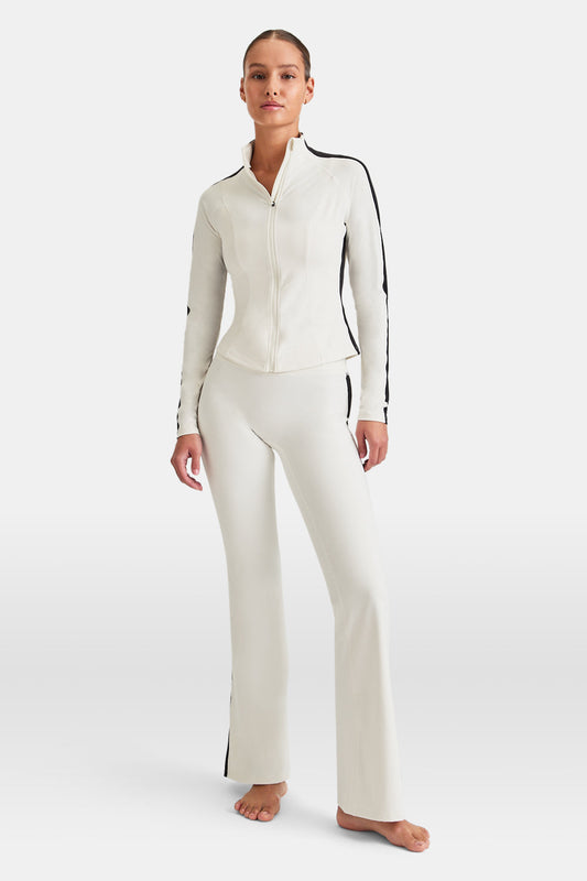 DayFlex Contrast Stripe Zip Through Jacket - Ivory And Shadow Black