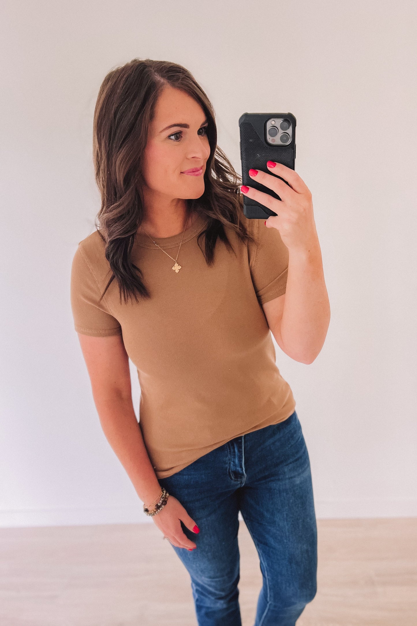 Ribbed Basic Tee (Camel)