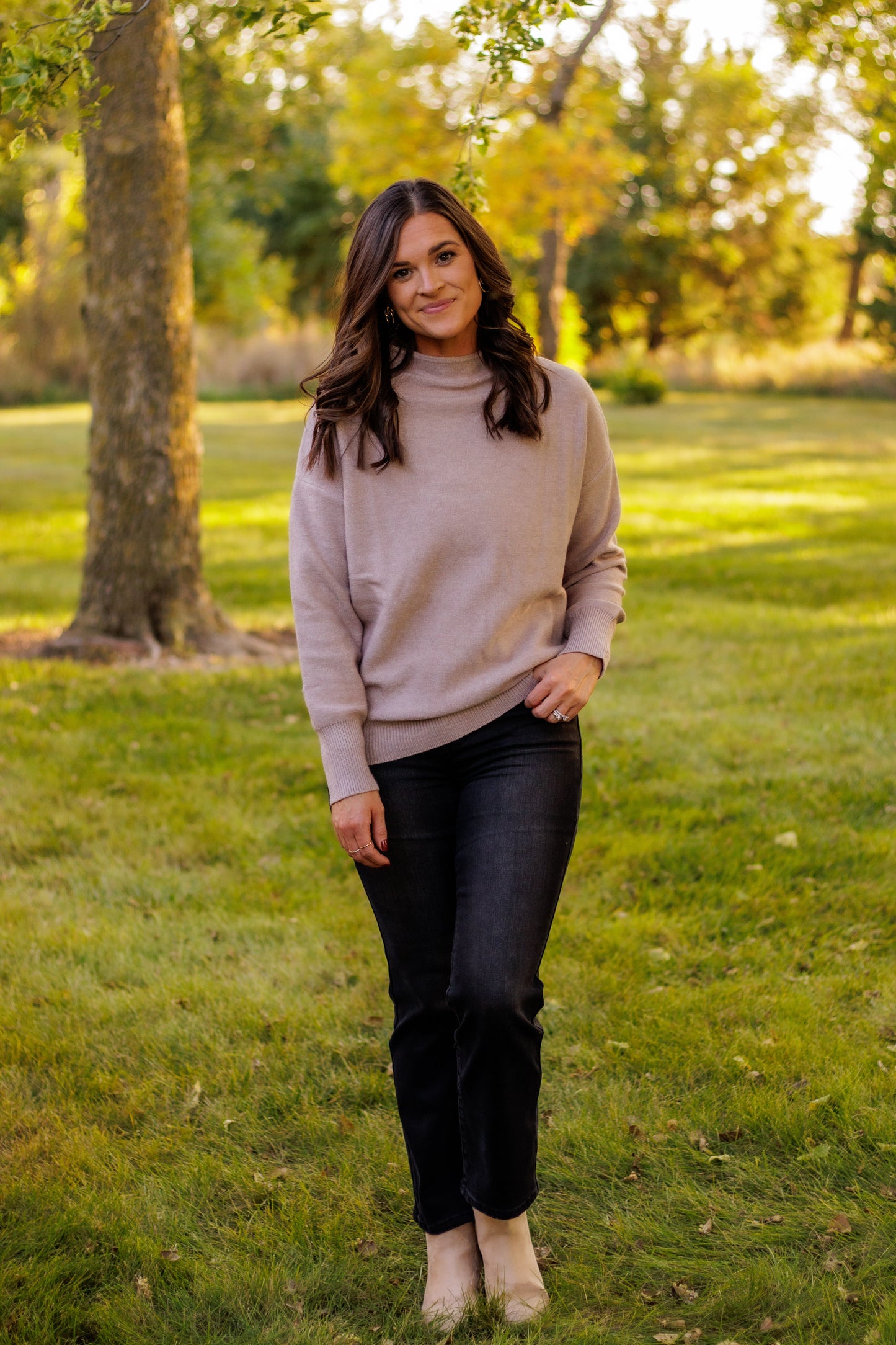 (SALE) That Fall Feeling Funnel Sweater (Stone)