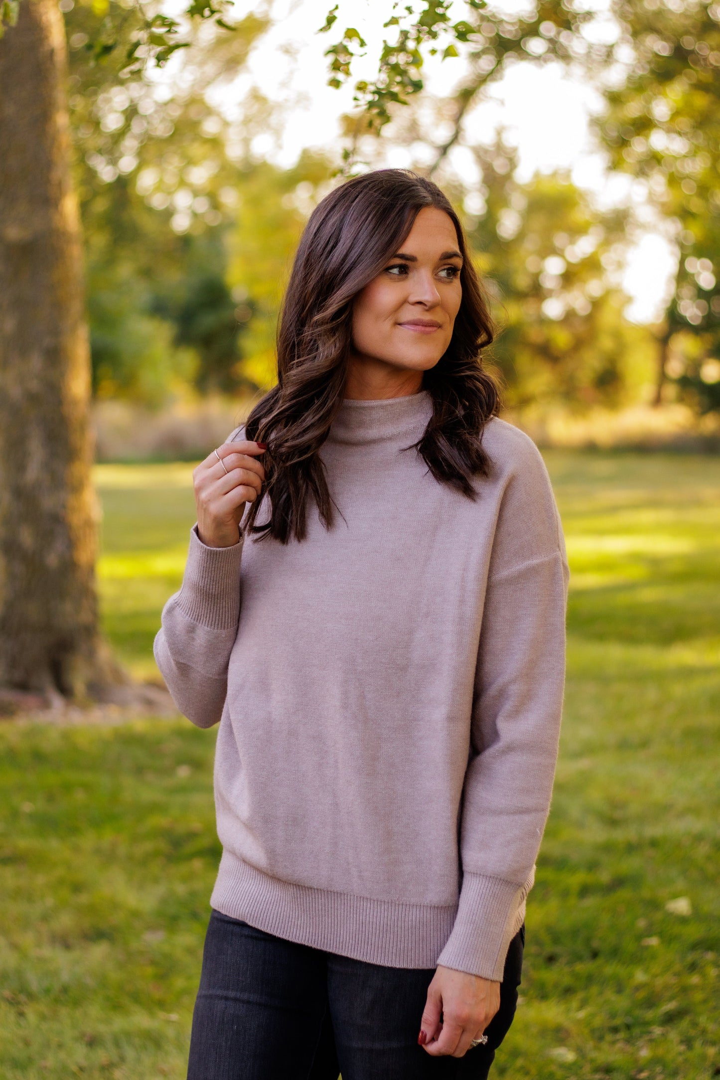(SALE) That Fall Feeling Funnel Sweater (Stone)