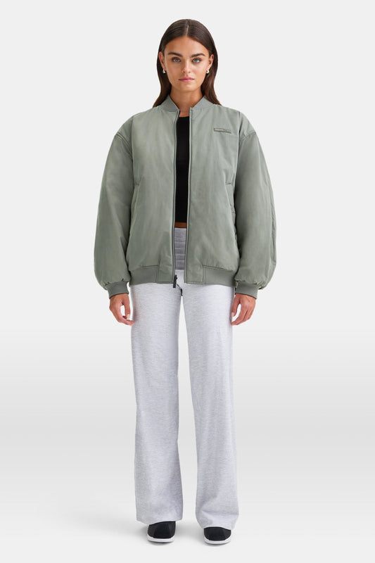 Reversible Oversized Bomber Jacket - Black And Cool Olive