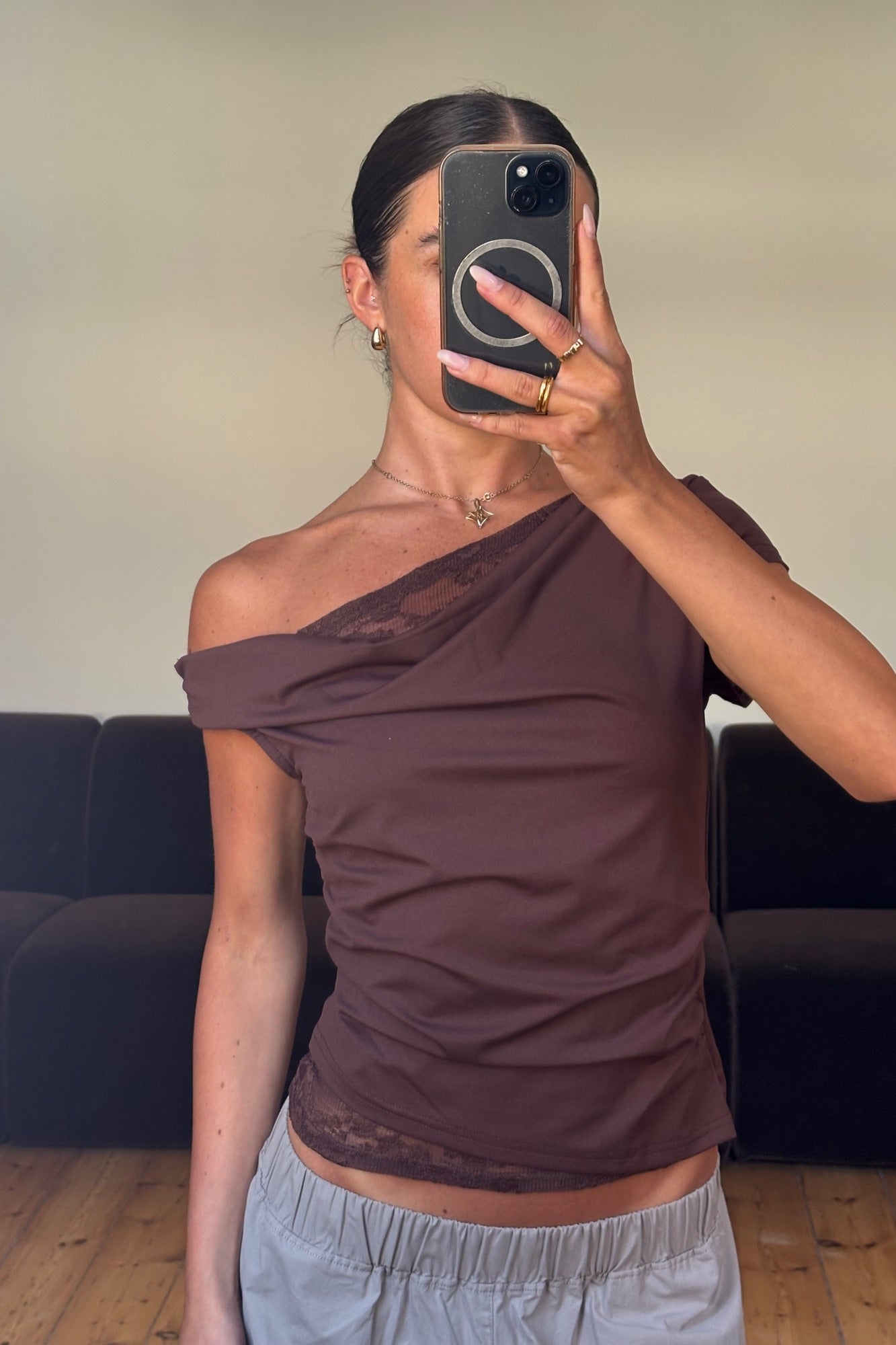 Belle Lace Top Chocolate