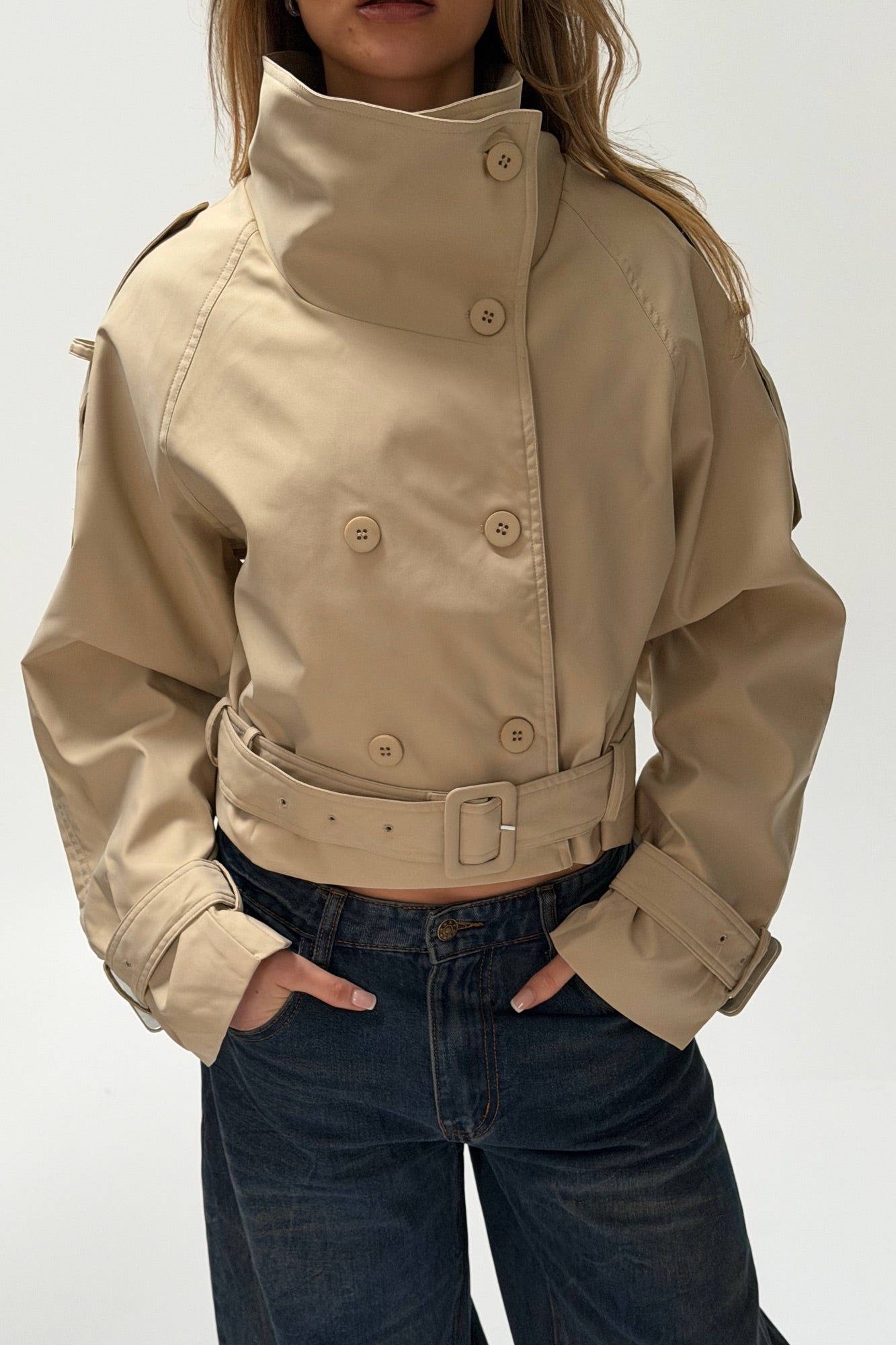 Blanc Cropped Trench Cream