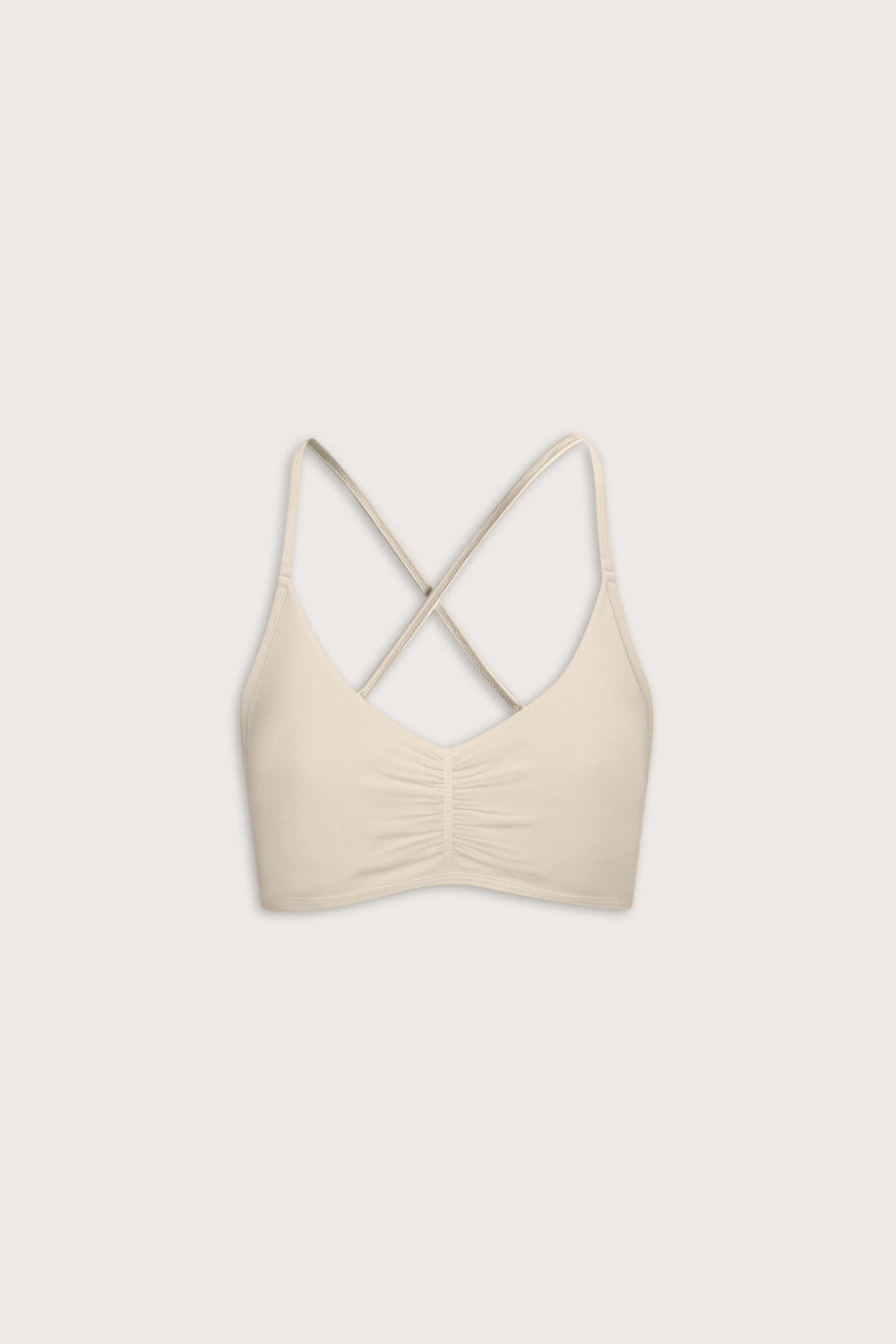 Sculpt Seamless Ruched Cross Back Sports Bra - Chai