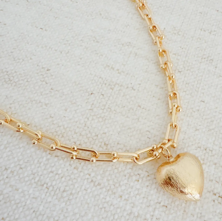 Brushed Heart Pendant Necklace