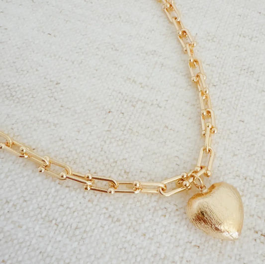 Brushed Heart Pendant Necklace