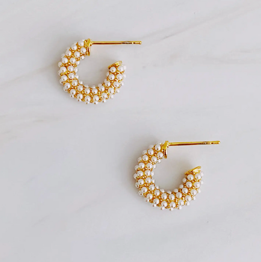 Mini Pearl Hoop Earrings
