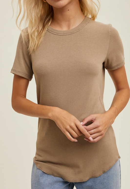 Ribbed Basic Tee (Mocha)