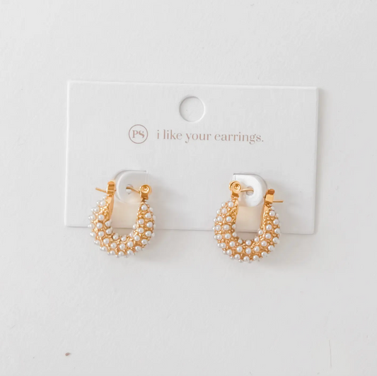 Huggie Pearl Earrings