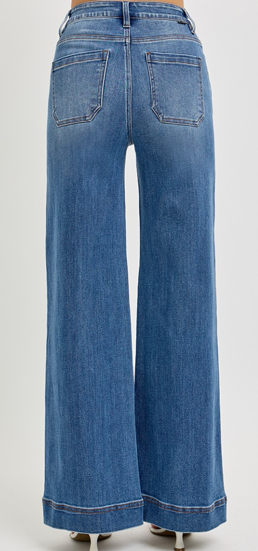 RISEN High Rise Pintuck Medium Wash Denim (Dottie)