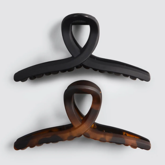 KITSCH 2 Piece Hair Clip (Tortoise & Black)