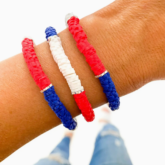 Red White & Blue Disc Bracelet