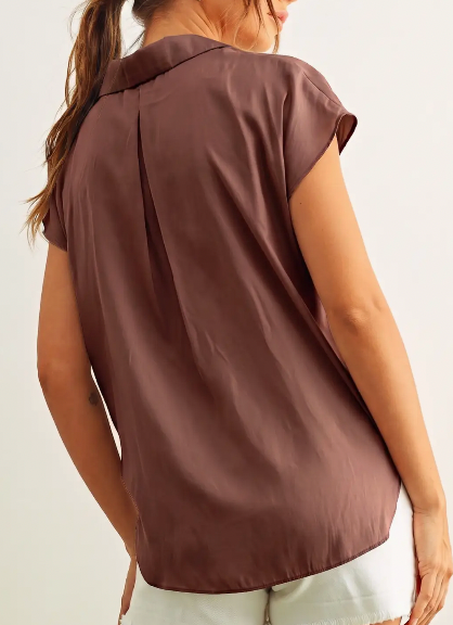 Natural Beauty Button Down Tank (Red Bean)