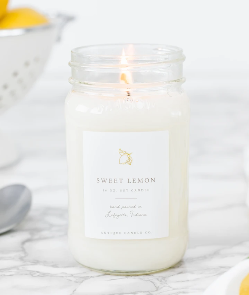 Sweet Lemon 16oz Mason Jar Candle