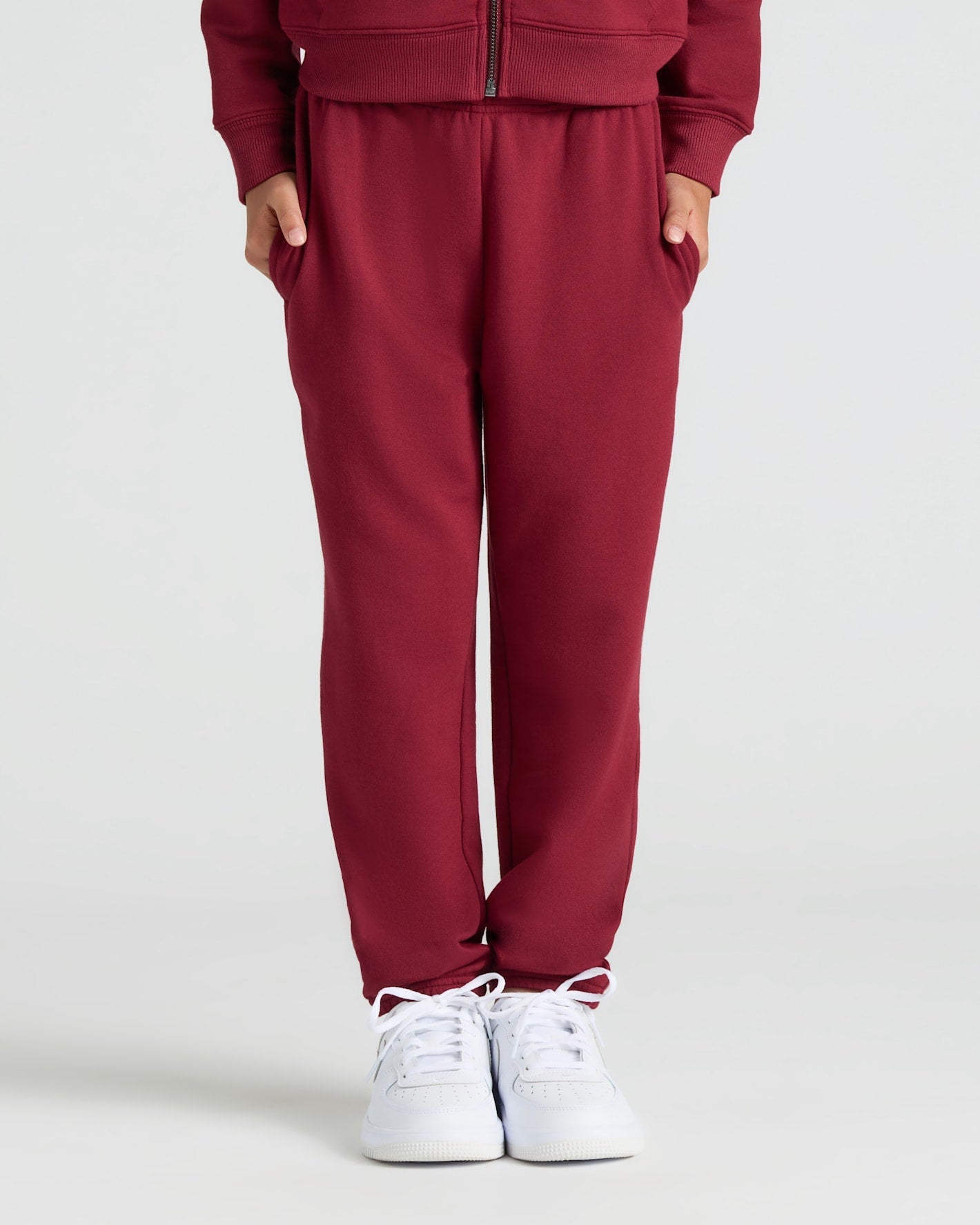 Girls Deep Emerald & Dark Maroon Relaxed Joggers 2-Pack