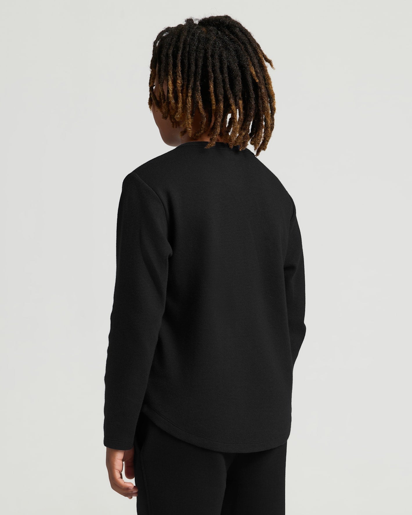 Boys' All Black Waffle Long Sleeve Henley 3-Pack