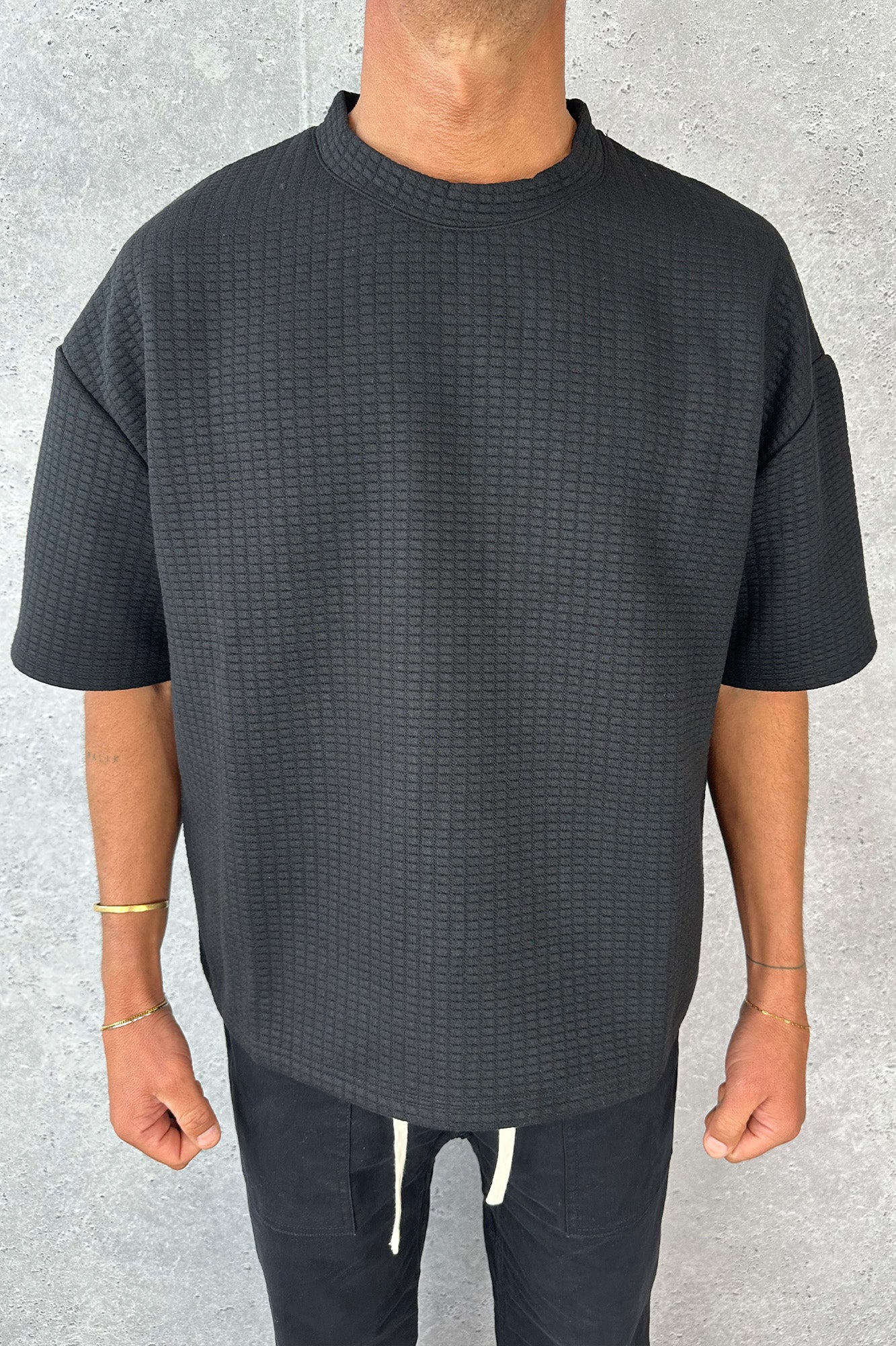 Colin Waffle Texture Tee Black - FINAL SALE