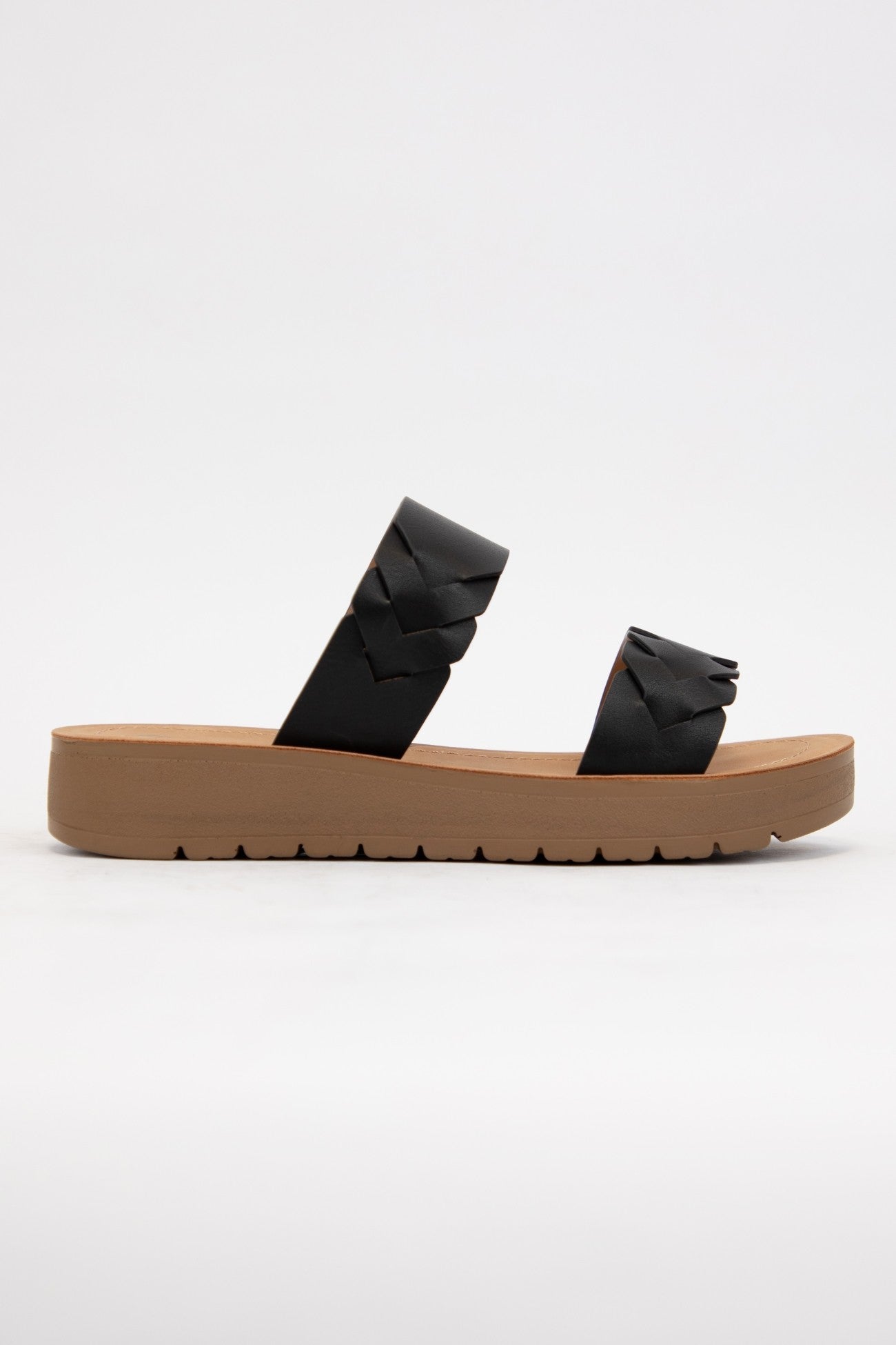 (SALE) Braided Double Strap Sandal (Black)