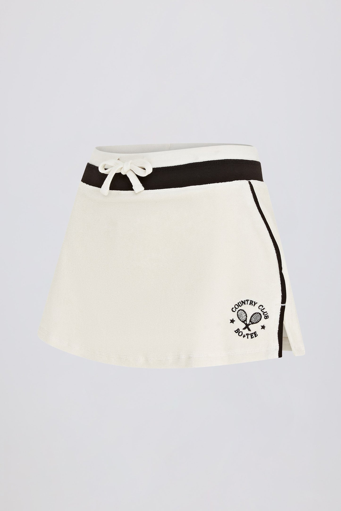 Terry Towelling Mid-Rise Skort in Ivory